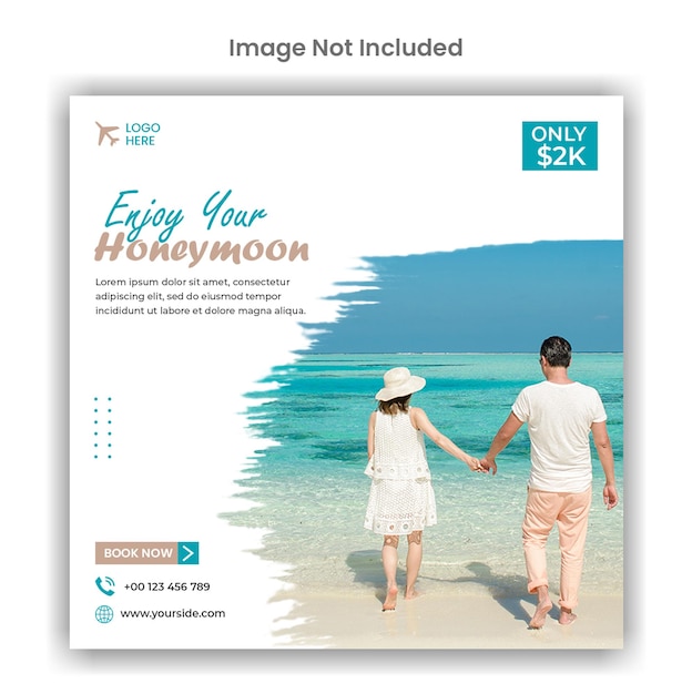 PSD honeymoon social media or instagram post template design