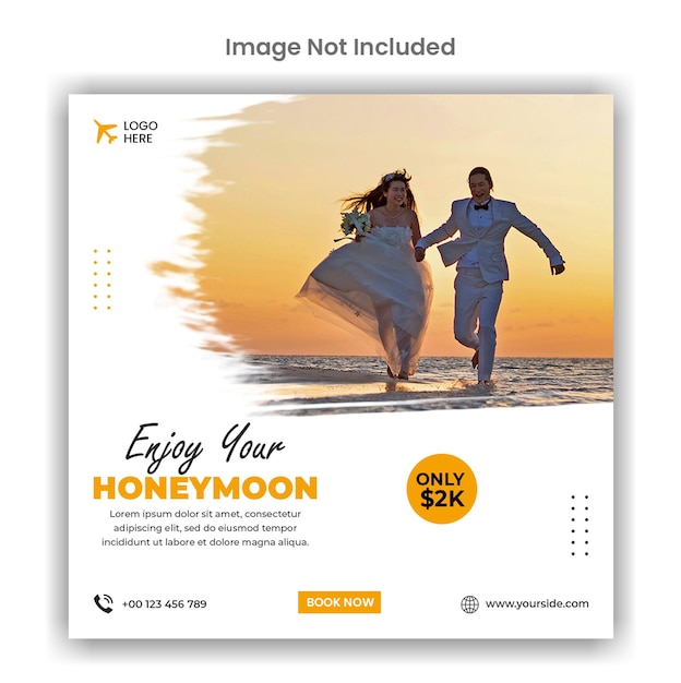 Honeymoon social media or instagram post template design