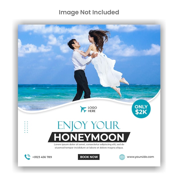 Honeymoon social media or instagram post template design