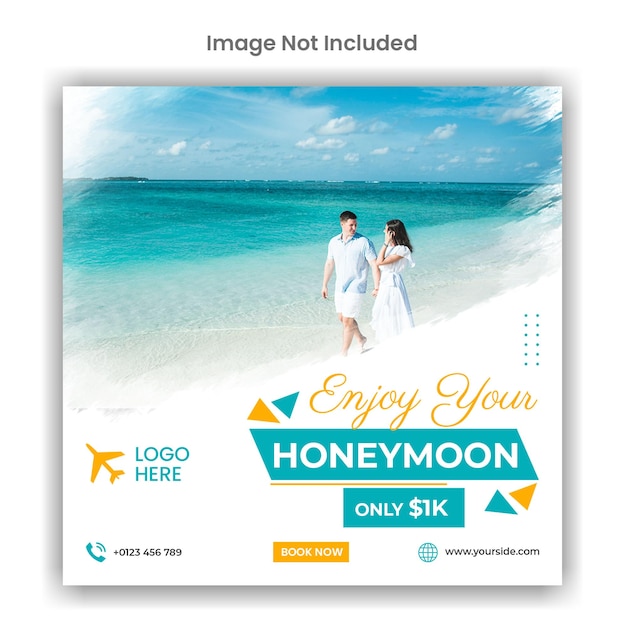 Honeymoon social media or instagram post template design