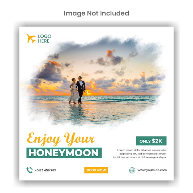 Honeymoon social media or instagram post template design