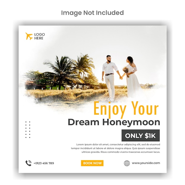 Honeymoon social media or instagram post template design