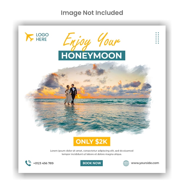 Honeymoon social media or instagram post template design