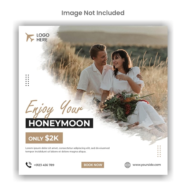 Honeymoon social media or instagram post template design