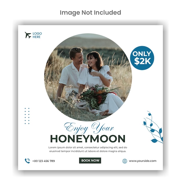 Honeymoon social media or instagram post template design