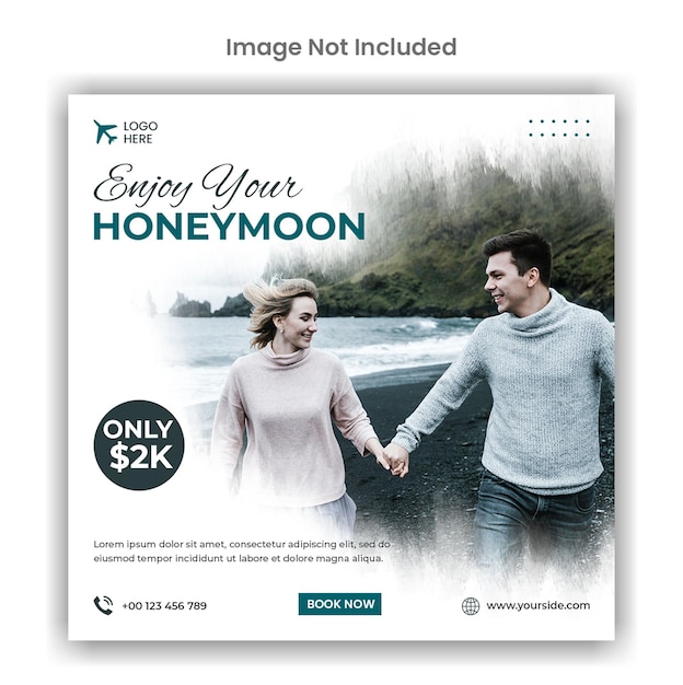 Honeymoon social media or instagram post template design