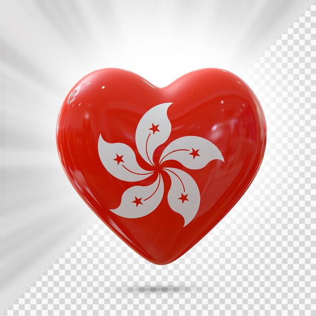 PSD bandiera di hong kong cuore 3d