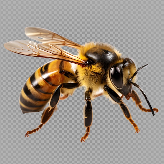 Honingbij geïsoleerd op transparante achtergrond insect bij uitgesneden png generatieve ai