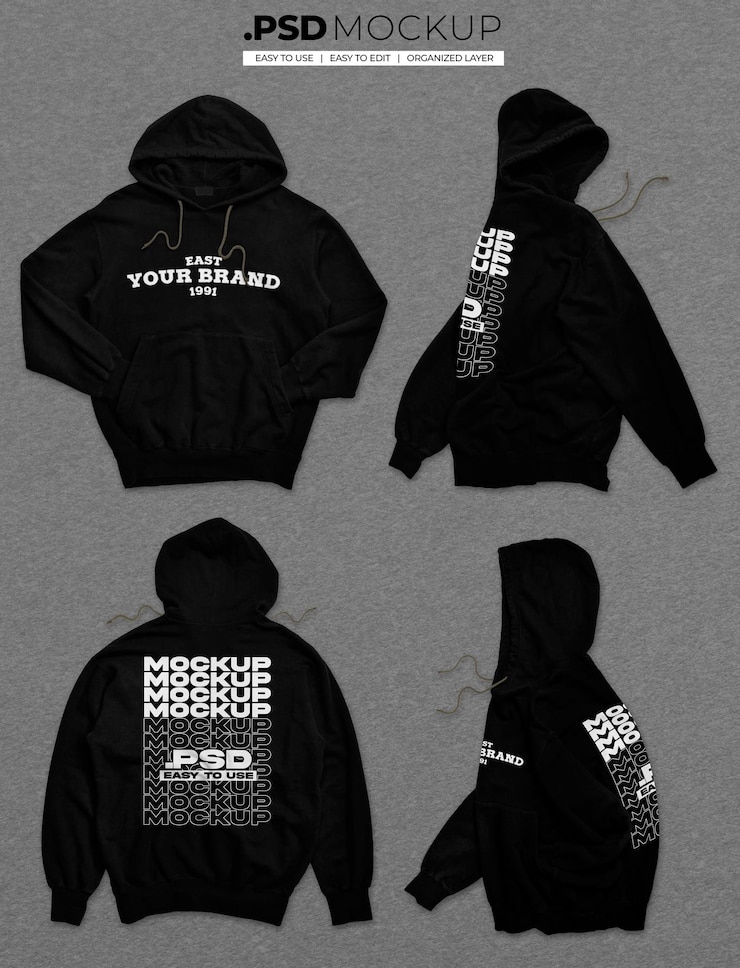 PSD hoodie-collectie realistisch mockup