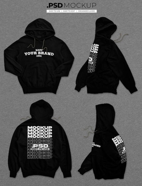 Hoodie collection realistic mockup