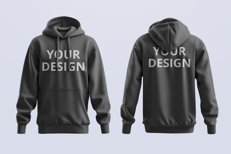 PSD hoodie front and back mockup