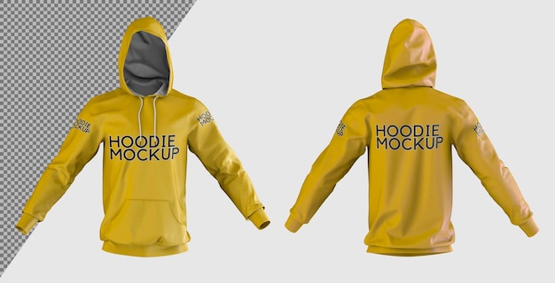 hoodie front and back view mockup template