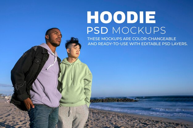 Felpa con cappuccio mockup psd, moda casual per adolescenti