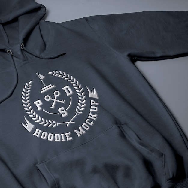 Hoodie with embossed effect logo mock-up