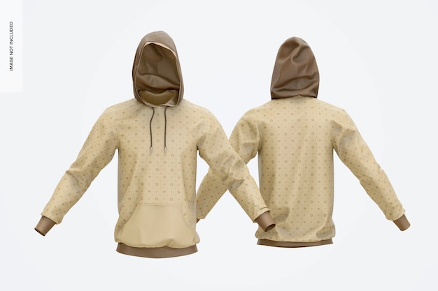 Hoodies mockup, front and back view