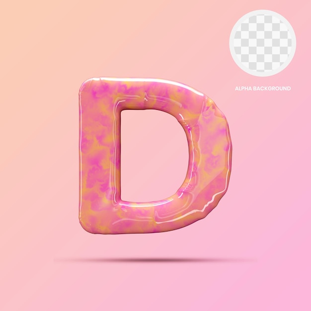 PSD hoofdletter d lollipop 3d render