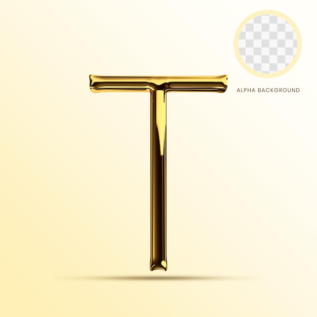 Hoofdletters Gouden Letter T 3D