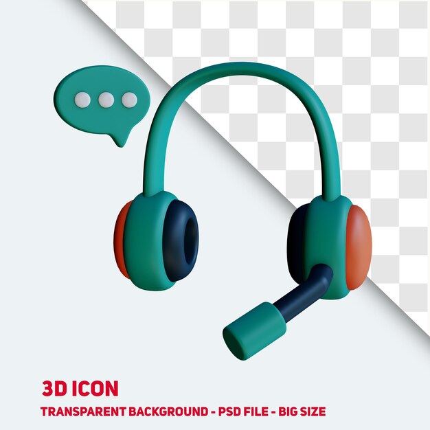 Hoofdtelefoon headset 3d pictogram psd met transparante achtergrond