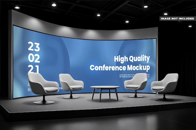 Hoogwaardige conferentiemockup met stoelen en tafel
