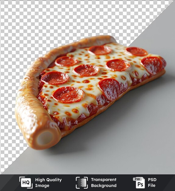 PSD hoogwaardige transparante psd pepperoni pizza met een bruine korst en rode pepperoni op een transparante achtergrond die een donkere schaduw werpt