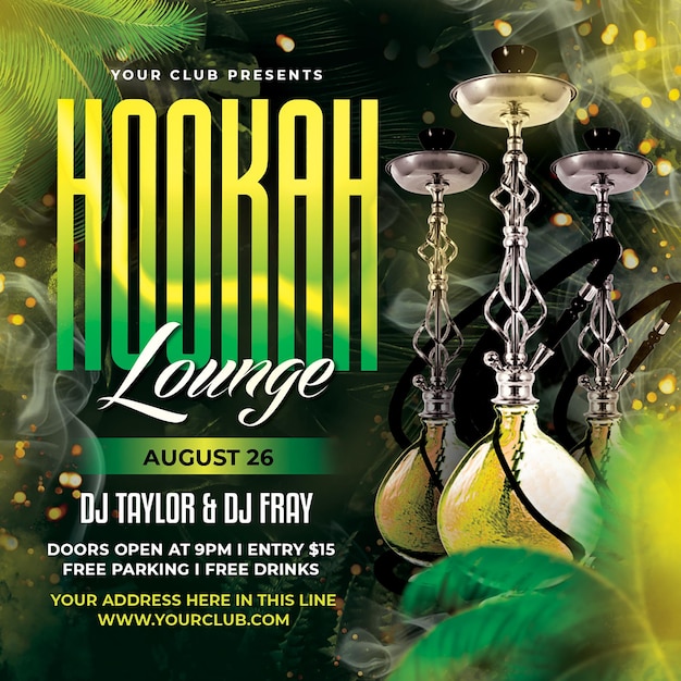 Hookah flyer psd template