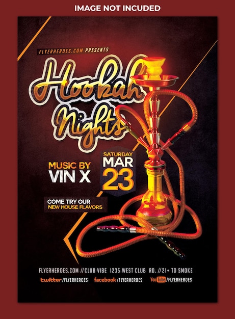 PSD hookah night flyer template