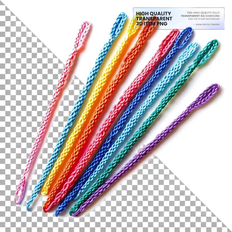 PSD hooks for creating fabric from yarn crochet hooks on transparent background