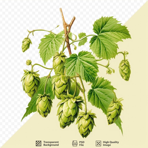 PSD hop buds and foliage