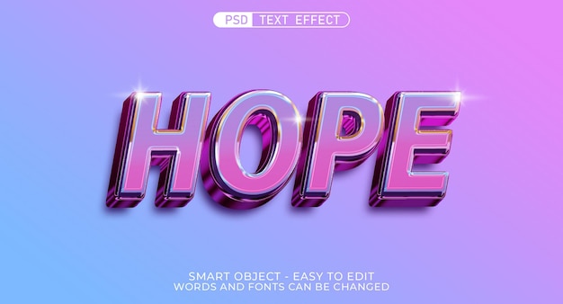 Hope editable text 3d style effect