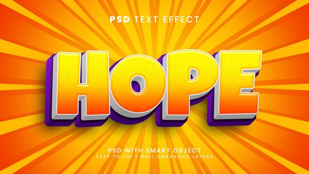 Speranza effetto testo modificabile con stile di testo cartone animato e sogno