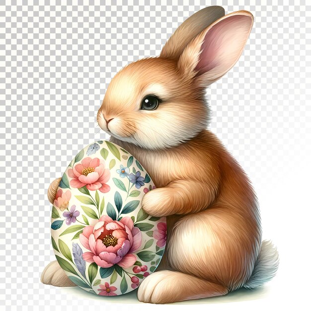 PSD hoppy easter adorable bunny with easter egg clipart