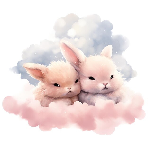 PSD hoppy love valentine bunny couple adorable rabbit companions for a romantic celebration