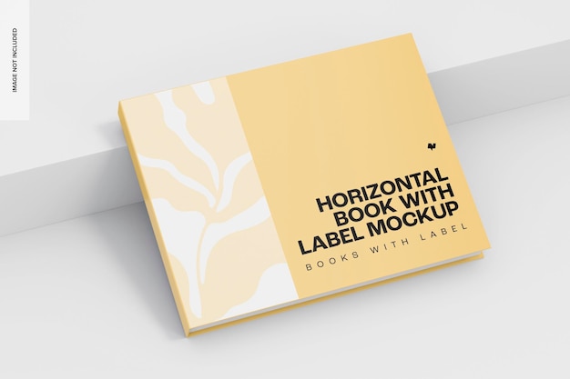 Horizontaal boek met labelmodel, leunend
