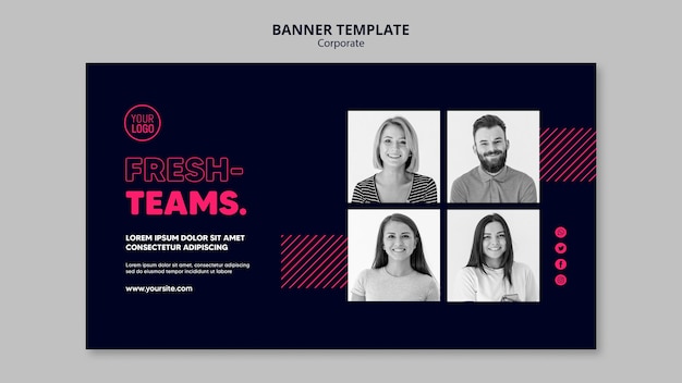 PSD horizontal banner for business team