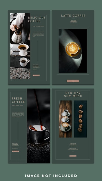 horizontal banner coffee shop instagram story template pack