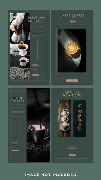 PSD horizontal banner coffee shop instagram story template pack