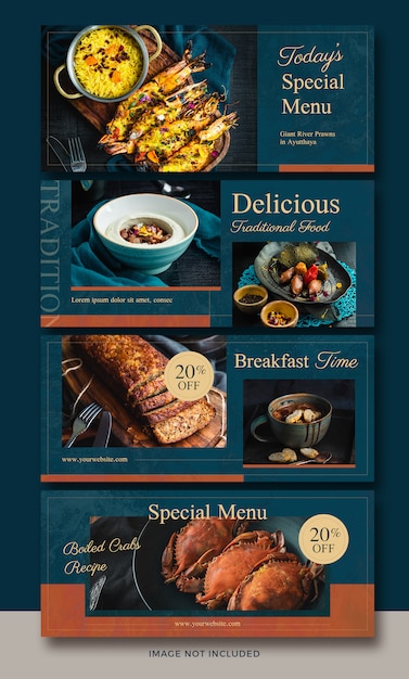 PSD horizontal banner or facebook cover collection for food and restaurants