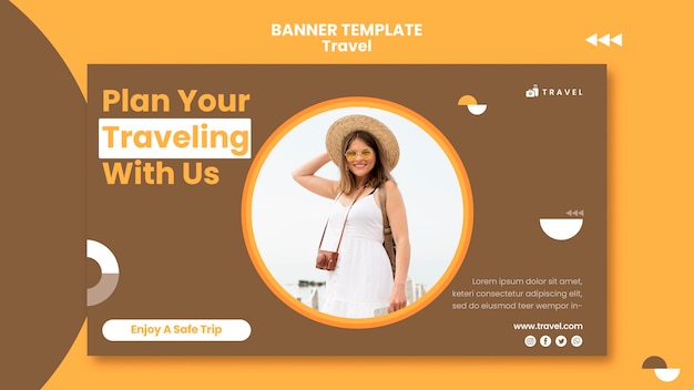 Horizontal banner for traveling with woman