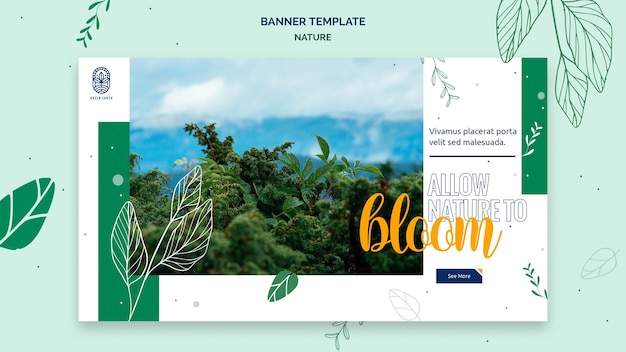 PSD horizontal banner for nature with wild life landscape