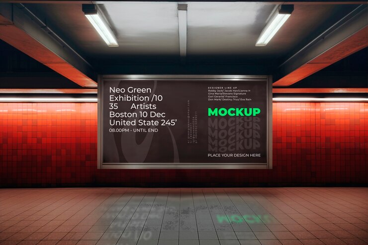 PSD horizontal banner outdoor advertising  mockup