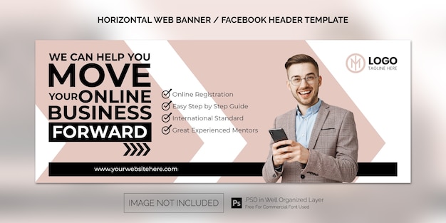 PSD horizontal banner template for corporate business promotion