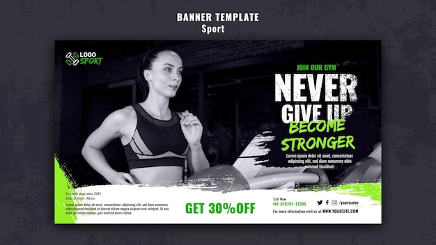 Horizontal banner template for exercise and gym training