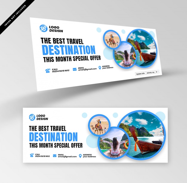 Horizontal banner template or header for travel agency or tour operator