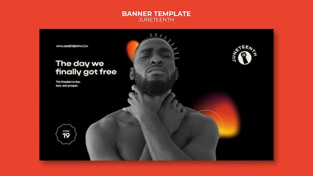 PSD horizontal banner template for juneteeth with african-american man