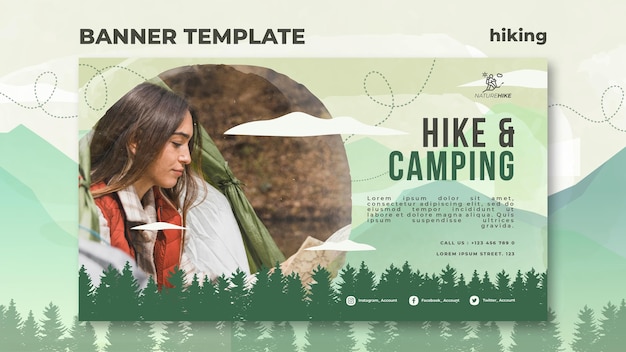 Horizontal banner template for nature hiking