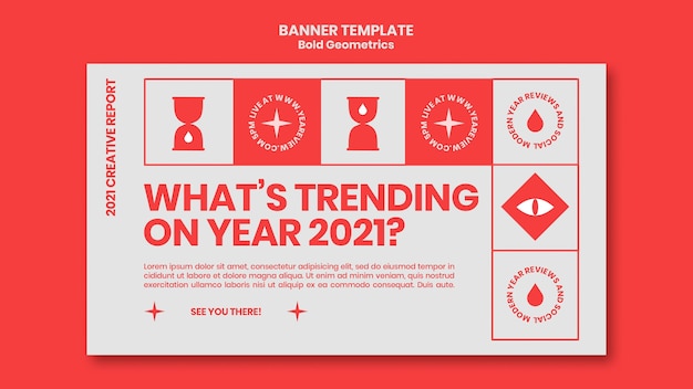 PSD horizontal banner template for new year review and trends