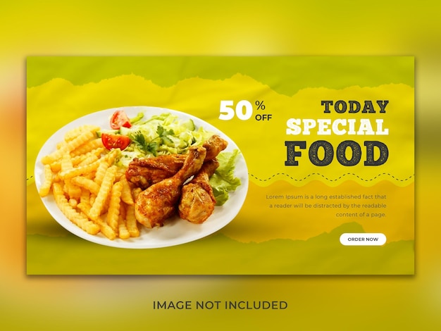 PSD horizontal banner template for special food sale