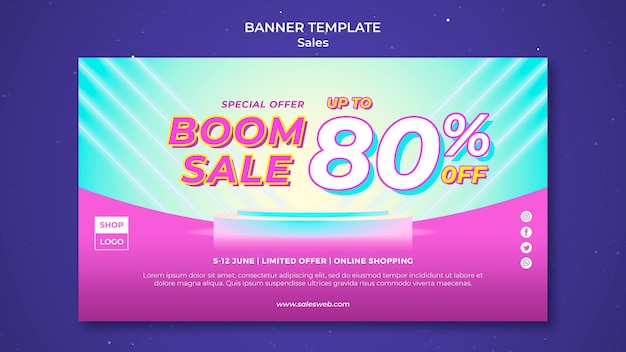 PSD horizontal banner template for super sale