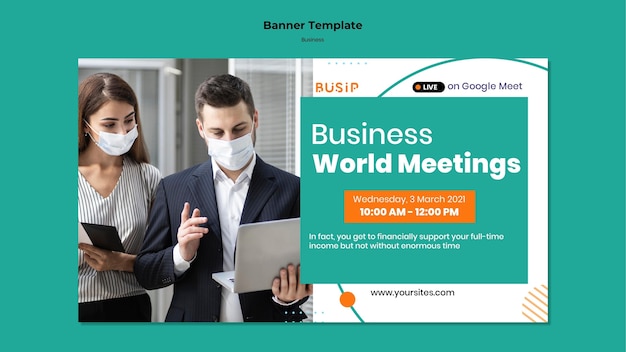 PSD horizontal banner template for webinar and business startup