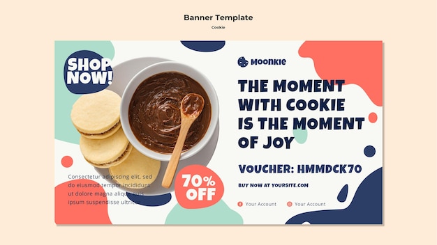 PSD horizontal banner template with cookies